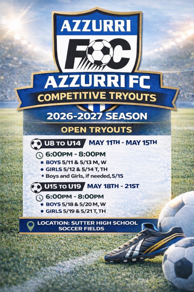 26 Azzurri FC Tryout Flyer